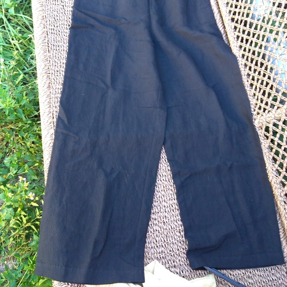 Eileen Fisher wide leg linen blend black pants L   NWT - Picture 4 of 4